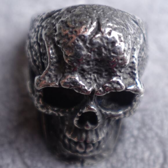 Stainless Steel Gun Metal Colored Skull Ring Size 9 RSRN-705 - Picture 5 of 6